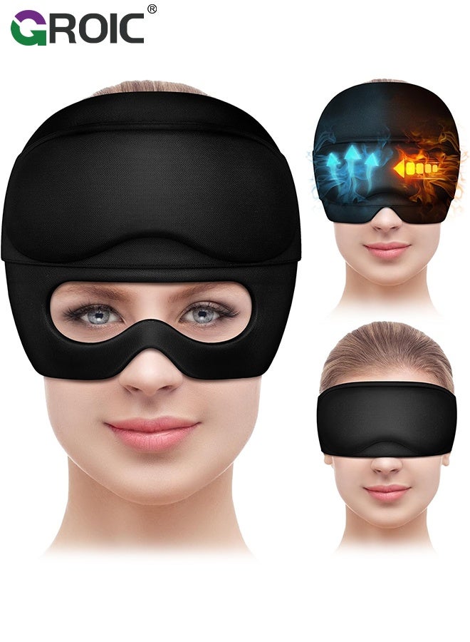 GROIC Migraine Relief Cap with Gel Eye Mask, Headache Relief Cap Ice Head Wrap Hot and Cold Therapy Hat, Gel Ice Cap for Headache Puffy Eyes Sinus and Tension Stress Relief, Face Cold Compress Cooling Gel - Image 1
